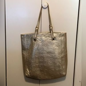 Michael Kors gold tote bag purse large golden metallic bag